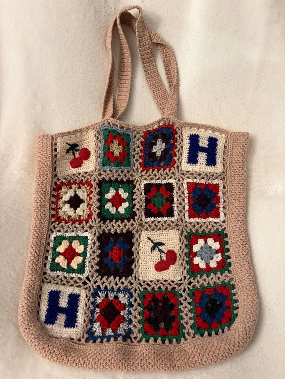 Hysteric Glamour Vintage Crochet Patchwork Tote Bag in Beige